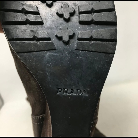 Prada Boots Brown Leather Wedges - Picture 8 of 10